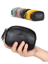 Load image into Gallery viewer, Cow Leather Coin Purse Women Key Wallet Double Compartment Mini Key Chain Wallet