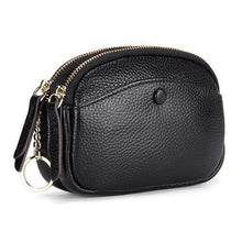 Load image into Gallery viewer, Cow Leather Coin Purse Women Key Wallet Double Compartment Mini Key Chain Wallet