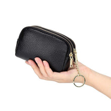 Load image into Gallery viewer, Three Zipper Genuine Leather Key Pouch Coin Purse Mini Purse Multi-function key wallet
