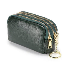 Load image into Gallery viewer, Three Zipper Genuine Leather Key Pouch Coin Purse Mini Purse Multi-function key wallet