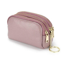 Load image into Gallery viewer, Three Zipper Genuine Leather Key Pouch Coin Purse Mini Purse Multi-function key wallet