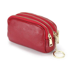 Load image into Gallery viewer, Three Zipper Genuine Leather Key Pouch Coin Purse Mini Purse Multi-function key wallet