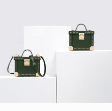 Load image into Gallery viewer, Green Box Leather Handbag Shoulder Bag
