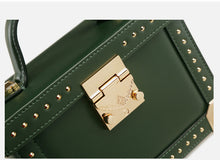 Load image into Gallery viewer, Green Box Leather Handbag Shoulder Bag
