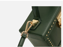 Load image into Gallery viewer, Green Box Leather Handbag Shoulder Bag
