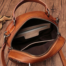 Load image into Gallery viewer, Brown Studded Leather Circle Bag for Women
