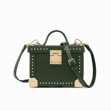 Load image into Gallery viewer, Green Box Leather Handbag Shoulder Bag
