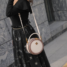 Load image into Gallery viewer, Classic Bee Round Shaped Leather Shoulder Bag
