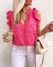 Load image into Gallery viewer, Hot Pink Ruffled V-neck Top
