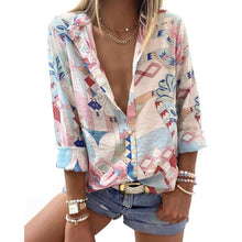 Load image into Gallery viewer, Santorini Sights Pink and Blue Shirt
