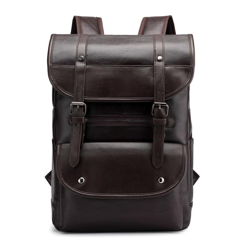 Vintage Leather Flap Closure Backpack