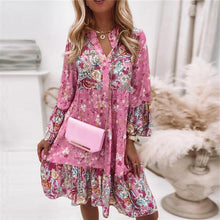 Load image into Gallery viewer, Pink Floral Tiered Mini Dress
