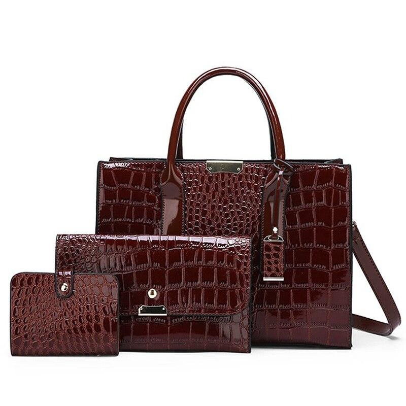 Luxury Women Crocodile Pattern PU Leather Handbag Large  Shoulder Bags Crossbody Bags Tote Purse