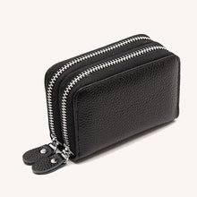 Load image into Gallery viewer, Genuine Leather Double Zipper Card Wallet  Small Purse Card Holder
