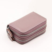 Load image into Gallery viewer, Genuine Leather Double Zipper Card Wallet  Small Purse Card Holder
