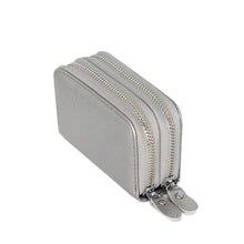 Load image into Gallery viewer, Genuine Leather Double Zipper Card Wallet  Small Purse Card Holder
