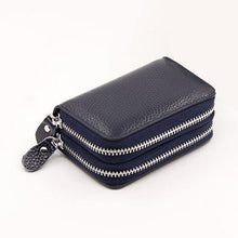 Load image into Gallery viewer, Genuine Leather Double Zipper Card Wallet  Small Purse Card Holder
