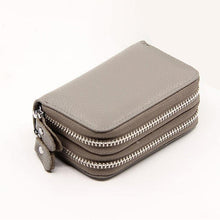 Load image into Gallery viewer, Genuine Leather Double Zipper Card Wallet  Small Purse Card Holder
