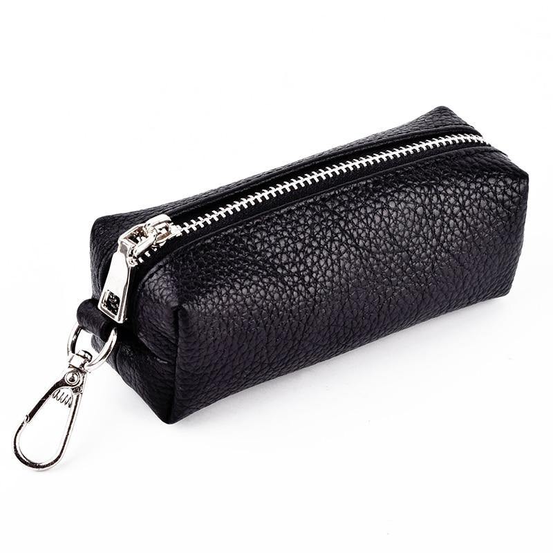 Genuine Leather Car Key Holder Keychain Housekeeper Bag Zipper Organizer Case EDC Pouch Key Wallet