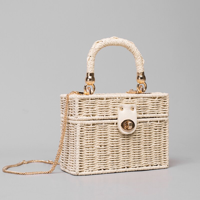 Designer Box Straw Bag