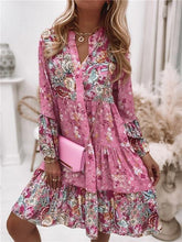 Load image into Gallery viewer, Pink Floral Tiered Mini Dress
