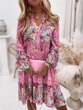 Load image into Gallery viewer, Pink Floral Tiered Mini Dress
