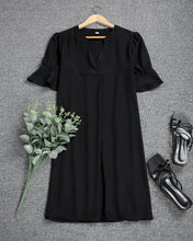 Load image into Gallery viewer, Basic Black V-Neck Short Sleeve Mini Dress
