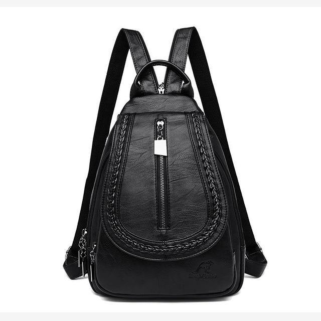 Women Genuine Leather Backpacks Zipper Chest Bag Travel Back Pack School Bags For Teenage Girls