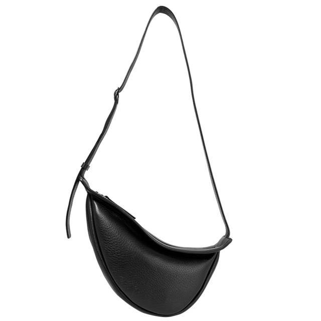 Woman waist bags Wide Single Strap Zipper Half Moon PU Leather Chest Bag