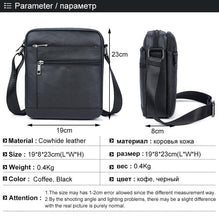 Load image into Gallery viewer, Genuine Leathe Men&#39;s Shoulder Bags Small Men&#39;s Flap Messenger Bag Black Crossbody Bags W03
