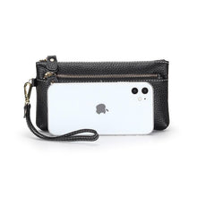 Load image into Gallery viewer, Genuine Leather Long Clutch Wallet Temperament Zipper Purse With Hand Rope
