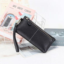 Load image into Gallery viewer, Genuine Leather Long Clutch Wallet Temperament Zipper Purse With Hand Rope
