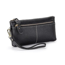 Load image into Gallery viewer, Genuine Leather Long Clutch Wallet Temperament Zipper Purse With Hand Rope
