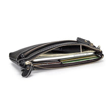 Load image into Gallery viewer, Genuine Leather Long Clutch Wallet Temperament Zipper Purse With Hand Rope
