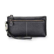 Load image into Gallery viewer, Genuine Leather Long Clutch Wallet Temperament Zipper Purse With Hand Rope
