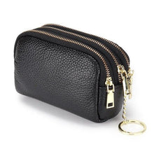 Load image into Gallery viewer, Three Zipper Genuine Leather Key Pouch Coin Purse Mini Purse Multi-function key wallet
