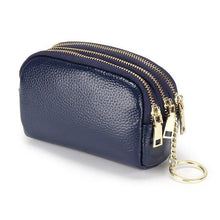 Load image into Gallery viewer, Three Zipper Genuine Leather Key Pouch Coin Purse Mini Purse Multi-function key wallet
